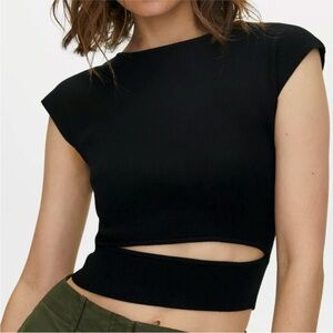 Aritzia Black Cutout Ribbed Crop Top